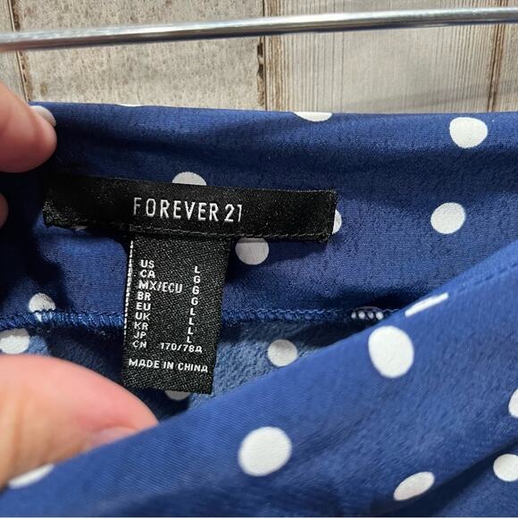 Forever 21 Blue Polka Dot High Rise Midi Skirt - Picture 3 of 6
